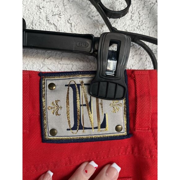 Vintage Escada Straight Leg, High Waisted Jeans - Size 38/ US 8 - Red - Picture 8 of 11